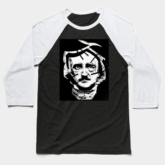 Charcoal Poe Baseball T-Shirt by theprometeus